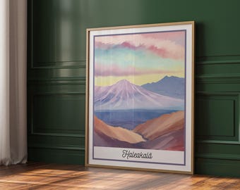 Art mural du parc national de Haleakalā | affiche pastel de volcan d'Hawaï | Paysage hawaïen impression téléchargement numérique