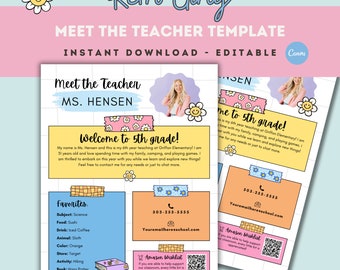Meet the Teacher Template for Back to School Newsletter Template for Open House Back to School Flyer Teacher Introduction Newsletter Retro