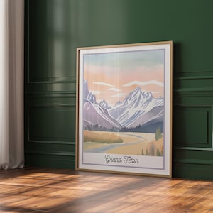 Grand Teton Nationalpark Druck | Wyoming Landschaft Wandkunst | Verschneite Berge Poster | Malerische Nationalpark Dekor | Digitaler Download