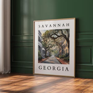 Savannah Georgia Watercolor Printable | Historic Art | Southern Decor Digital Download | Travel-Inspired Wall Art for Living Room or Office