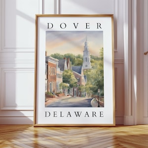 Dover Delaware Watercolor Print | Historic Cityscape Wall Art | Dover Digital Download | Delaware Home Decor
