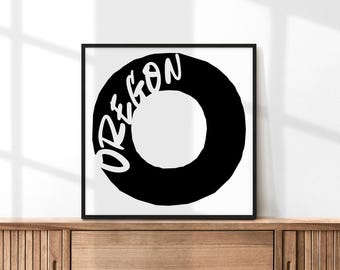 Oregon Typography Printable | Minimalist Modern Wall Art | Black & White Digital Download
