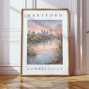 Hartford Connecticut Watercolor Printable | Connecticut State Wall Art | Historic Cityscape Digital Download | New England Decor