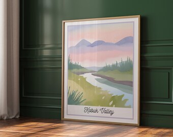 Muurkunst nationaal park Kobuk Valley | Afdrukbare aquarel landschap | Decoratie Arctisch Alaska | Cadeau natuurliefhebber | Digitale download