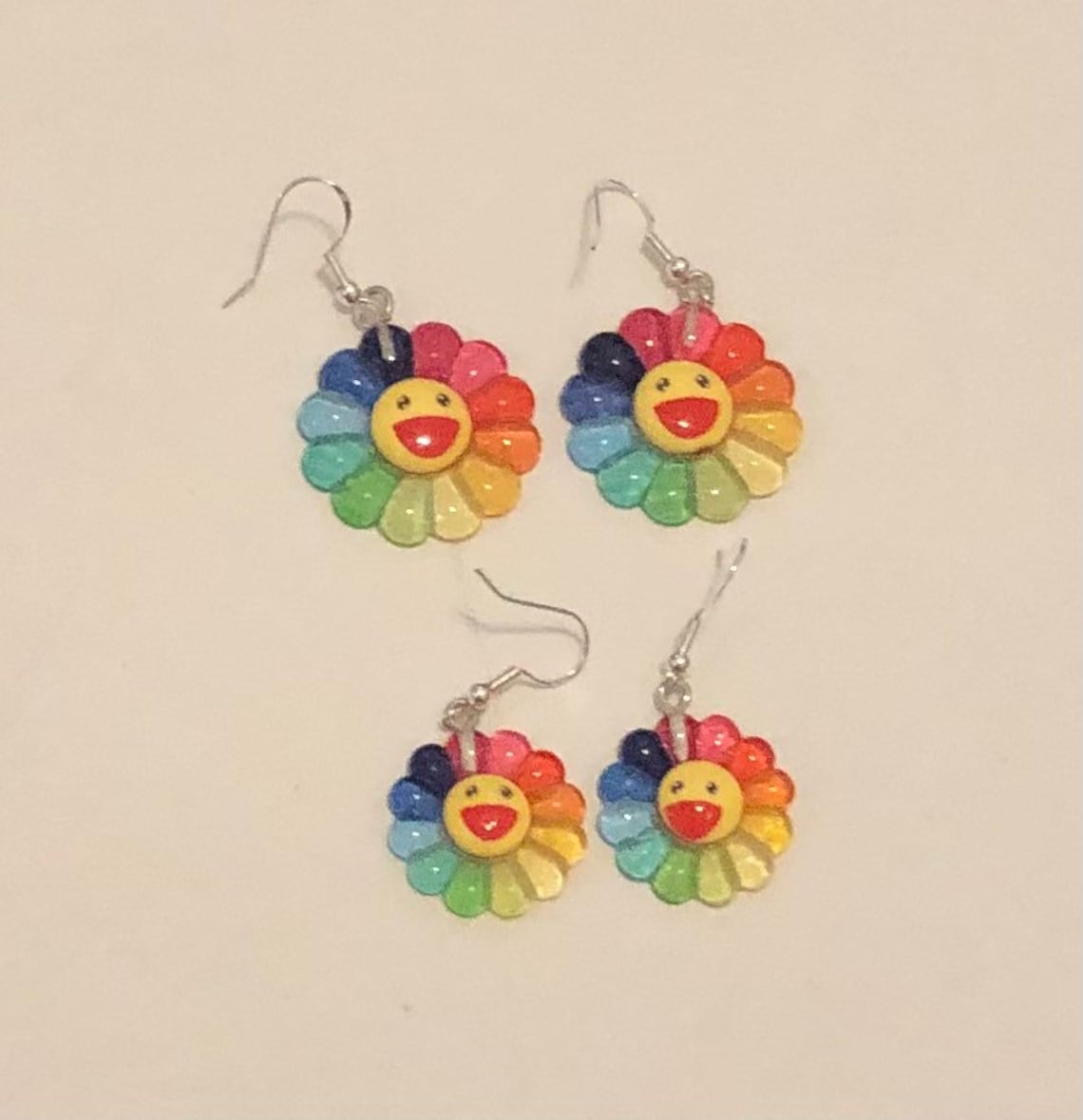 Kidcore smiley rainbow flower charm handmade and trendy Etsy