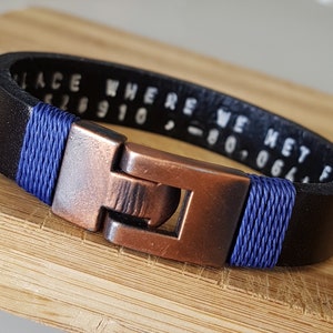 Personalize Bracelet,Hidden Message,Personalize,Hand stamped leather men gift,Men&#39;s birthday Gift,Friendship Gift,Valentines Day Gift