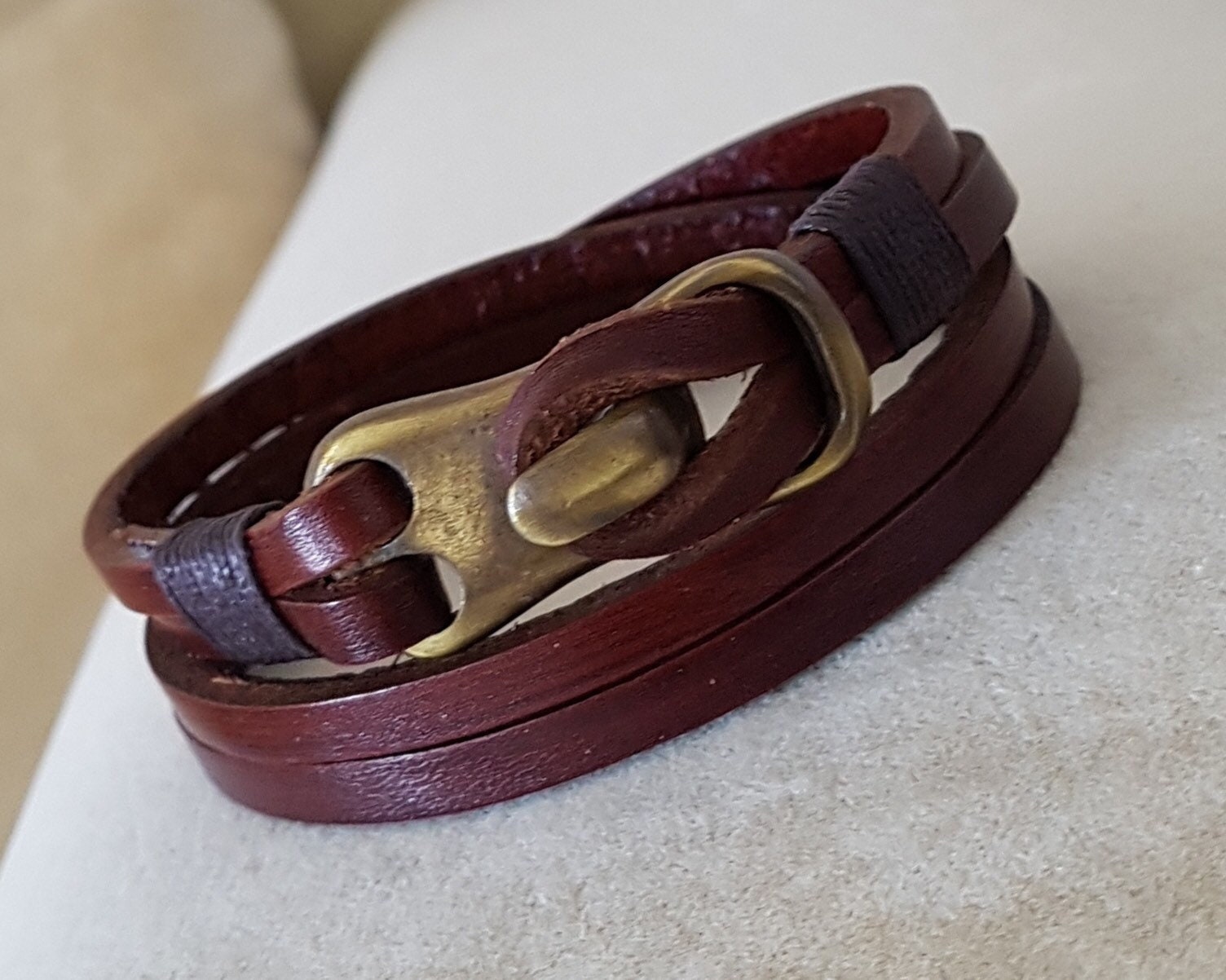 Bracciale Da Uomo In Pelle Intrecciata, A Più Fili, Con Croce - Foto 6