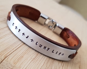 Customized Man leather bracelet,Engraved Fathers Day Gift, Gift for Men,Gift for him Personalized Leather Bracelet,Valentines Day Gift