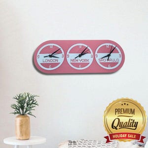 Reloj retro personalizado con zona horaria: decoración acrílica para pared y escritorio