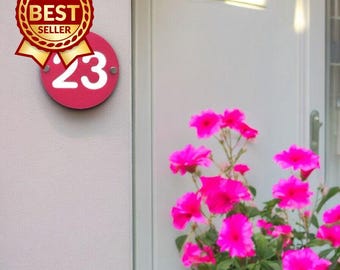 Hausnummer, rundes Acrylschild - viele Farben (maßgefertigte Schilder)
