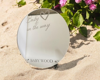 Personalized Acrylic Baby Announcement Mirror with Stand