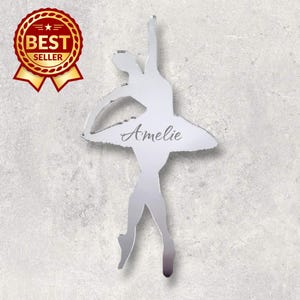Ballerina Acrylic Mirror Wall Art - Many Size / Colour Options & Personalised Engraving (Bespoke Items Made)