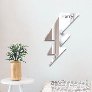 Lightning Bolt Acrylic Mirror Wall Art - Personalized Engraving