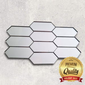 Zilveren acrylspiegeltegels: langwerpig zeshoek, onbreekbaar