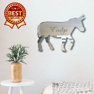 Arte de parede em espelho acrílico grande de burro - gravuras variadas, simples ou personalizadas (itens feitos sob medida)