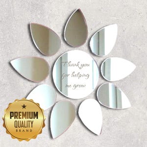 Flower Acrylic Mirror Wall Art -Many Size/Colour Options, Plain or Personalised Engraving (Bespoke Items Made)
