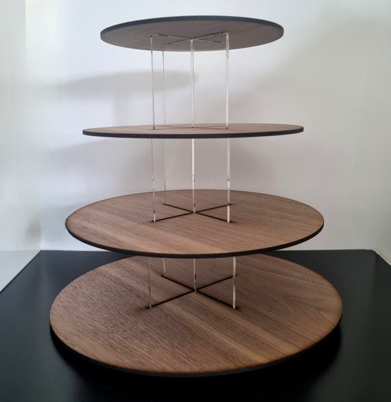 Alzata Per Torte In Legno Di Acacia Con Coperchio Acrilico Trasparente, 37 Cm, Espositore Per Torte, Dessert E Pane, Per Feste E Matrimoni - 4