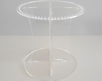 Acrylic Cake Stand for use with crystal beads (crystals not included) - Round. Available in many sizes (Bespoke Styles/Shapes/Colours Made)