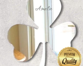 Clover Leaf Acrylic Mirror Wall Art: Personalized Engraving