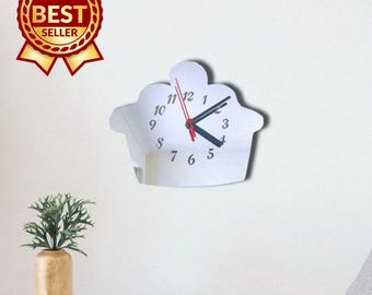 Cup Cake Acrylic Clock – Many Colours Available (Bespoke Shapes and Sizes Made)