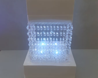 Crystal Style Acrylic Cake Stand Kit with LED Lights and Crystals - Square. Available in many sizes (Bespoke Styles/Shapes/Colours Made)