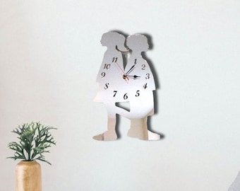 Boy & Girl Acrylic Clock – Many Colours Available (Bespoke Shapes and Sizes Made)