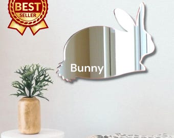 Espejo acrílico de conejo para pared: decoración con grabado de conejo