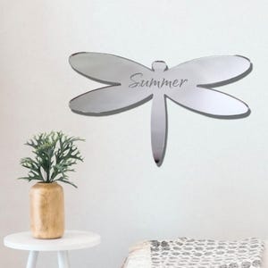 Dragonfly Acrylic Mirror Wall Art: Engraved Garden Decor