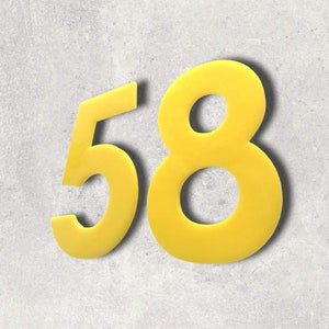 Yellow, Floating Finish, Bespoke House Number (per digit) - Many Fonts and Size options