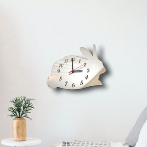 Bunny Rabbit Acrylic Clock – Many Colours Available (Bespoke Shapes and Sizes Made)