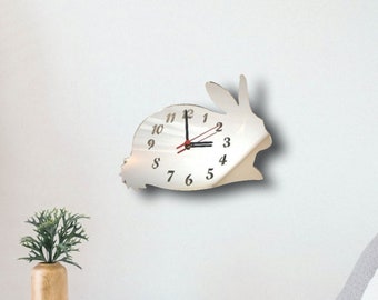 Bunny Rabbit Acrylic Clock – Many Colours Available (Bespoke Shapes and Sizes Made)