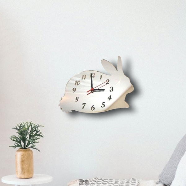 Bunny Rabbit Acrylic Clock – Many Colours Available (Bespoke Shapes and Sizes Made)