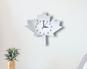 Maple Leaf Acrylic Clock - Many Colours Available (Bespoke Shapes and Sizes Made)