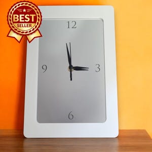 Rectangular Mirrored Two Colour Framed Clocks – Custom Colours & Wood Veneers