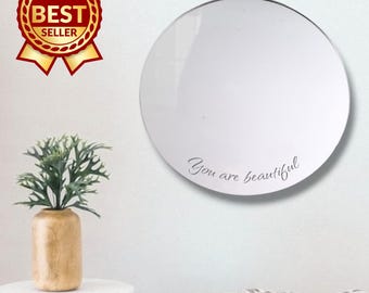 Espejo acrílico grande para pared, redondo o circular: varios tamaños, grabado sencillo o personalizado