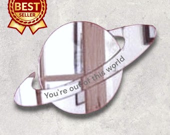 Saturn Acrylic Mirror Wall Art: Personalized Engraving Available