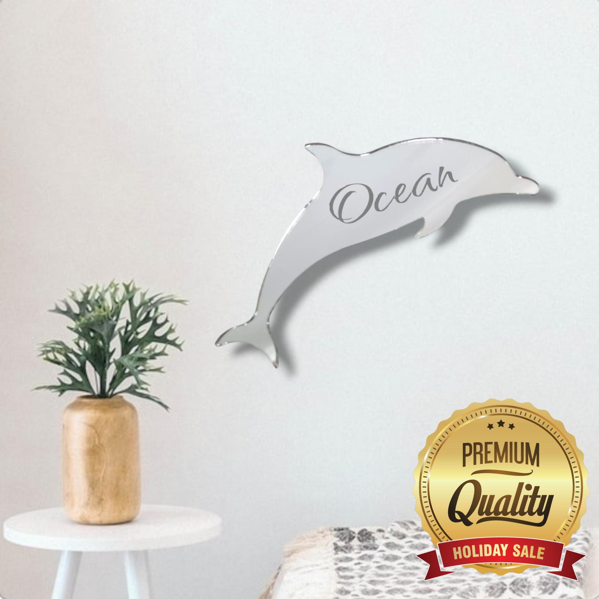 Dolphin Acrylic Mirror Wall Art: Personalized Engraving Available Dolphin Acrylic Mirror Wall Art: Personalized Engraving Available