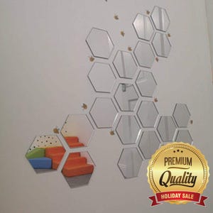 Azulejos hexagonales - Espejo acrílico plateado, disponibles en varios colores y tamaños. (Formas a medida)