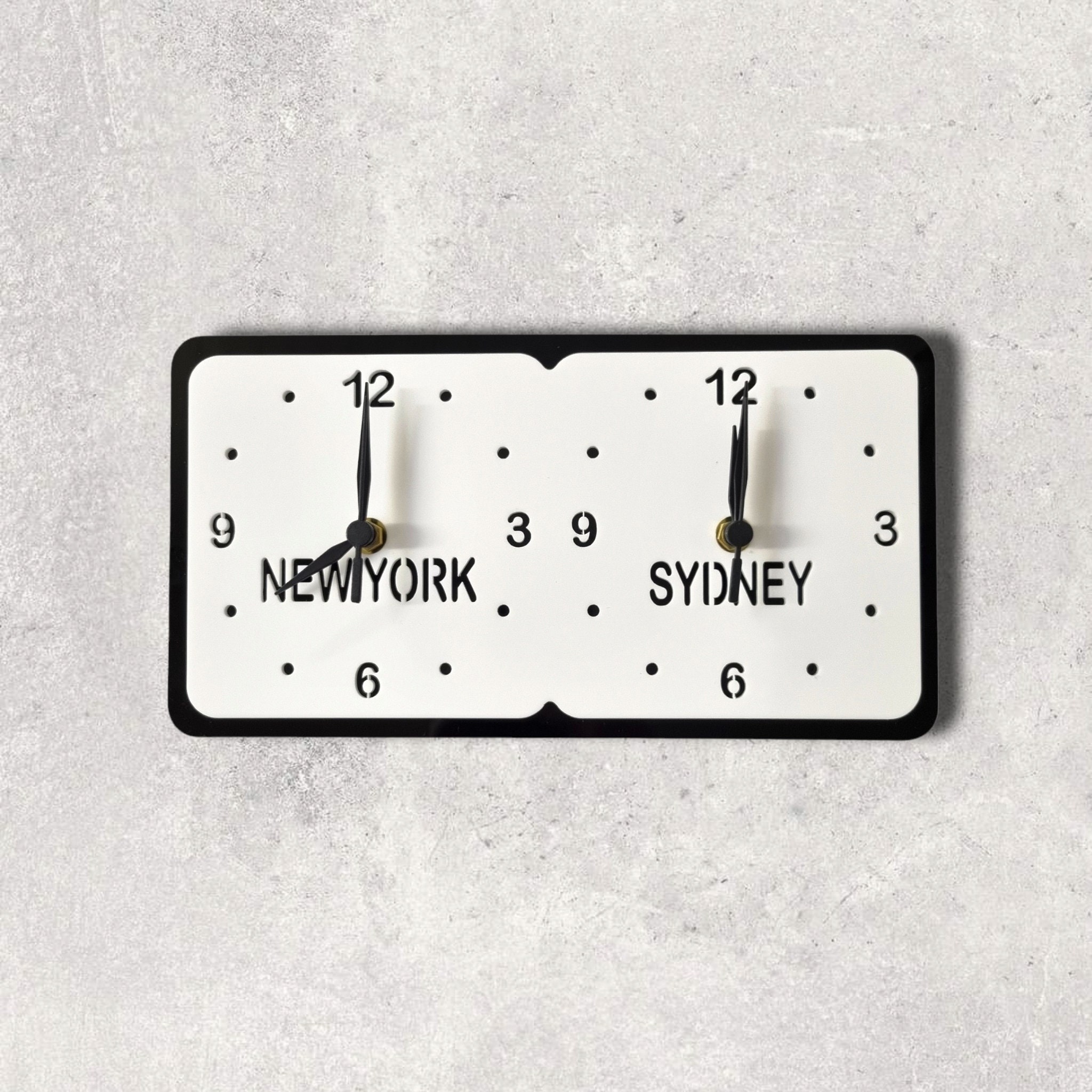 Personalised Two Time Zone Clock rectangular With Both Wall Etsy