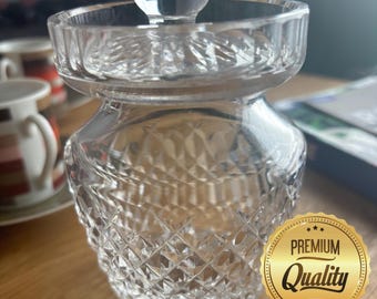 Vintage 1986 Waterford Crystal Lismore Honey Pot / Preserve Jar with Lid Slot - MINT