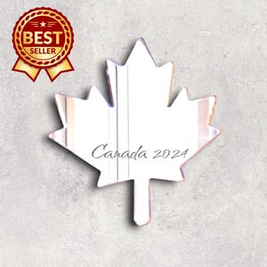 Art mural miroir acrylique feuille d'érable canadien - Gravure personnalisée