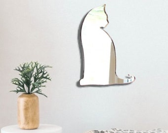 Sitting Cat Large Acrylic Mirror Wall Art - Many Size Options (Bespoke Personalised Items Made)