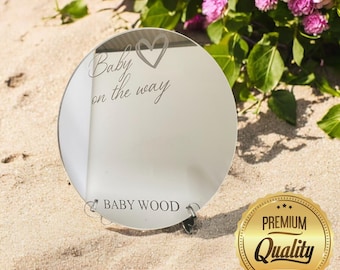 Personalized Baby Announcement Mirror with Stand