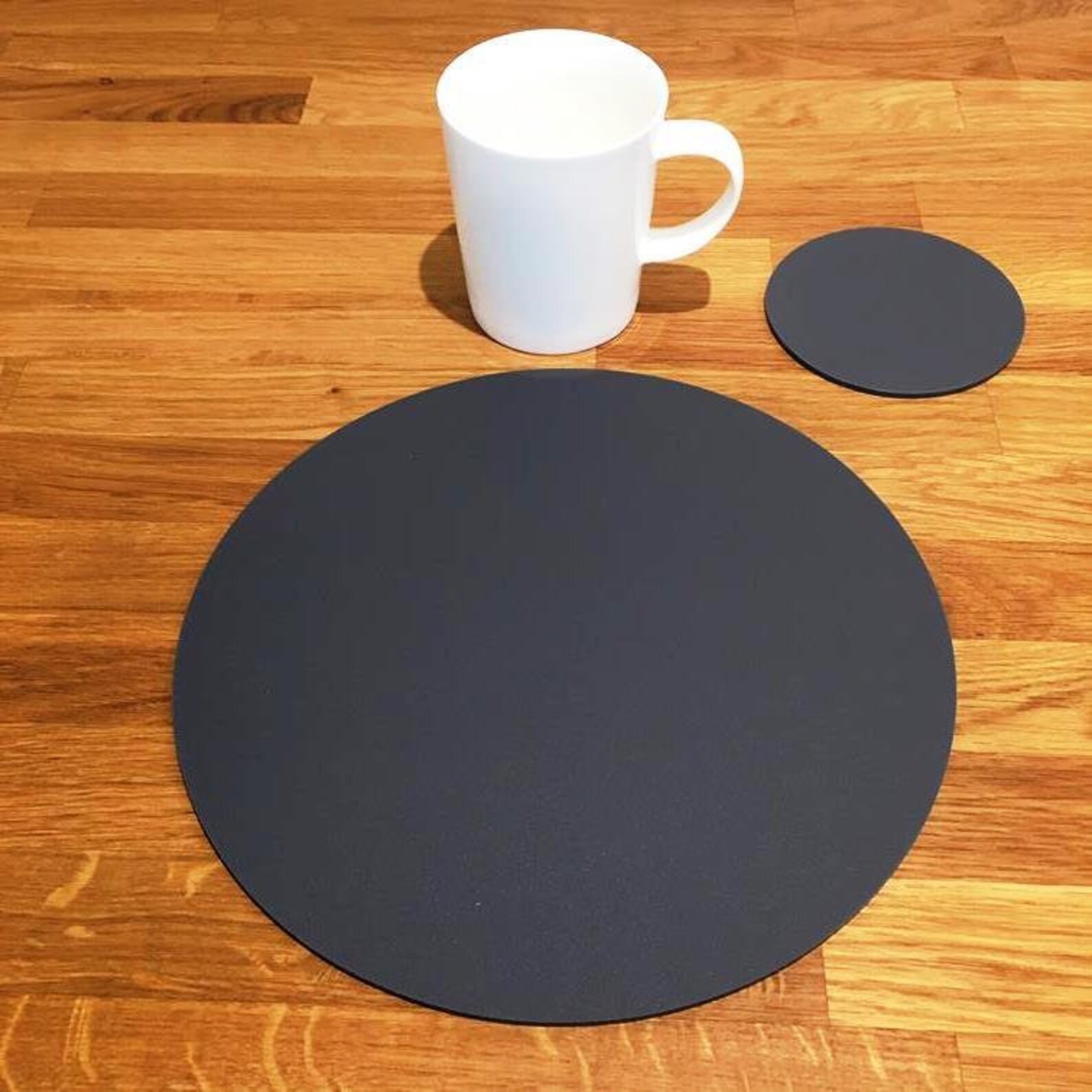 Round Placemat and Coaster Set Graphite Grey Etsy