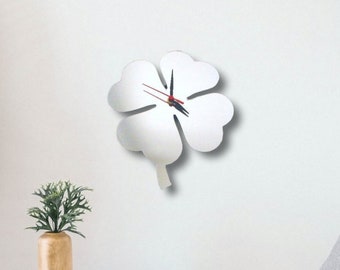 Lucky Four Leaf Clover Acrylic Clock – Many Colours Available (Bespoke Shapes and Sizes Made)