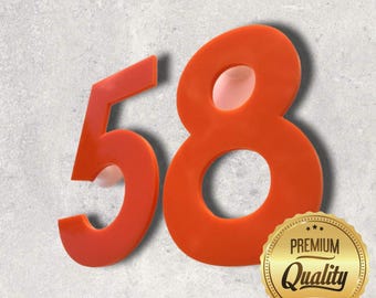 Orange, Floating Finish, Bespoke House Number (per digit) - Many Fonts and Size options