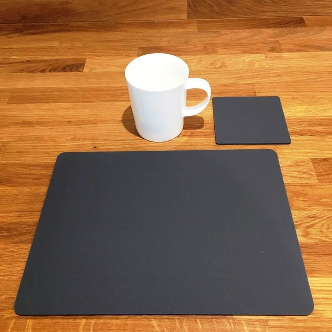 Rectangular Placemat and Coaster Set Graphite Grey Etsy