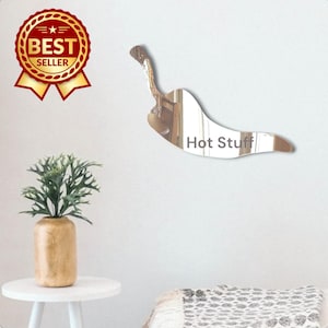 Chilli Pepper Acrylic Mirror Wall Art: Personalized Engraving Available