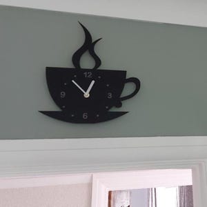 Coffee/Tea Cup Acrylic Clock - Many Colours Available (Bespoke Shapes and Sizes Made)