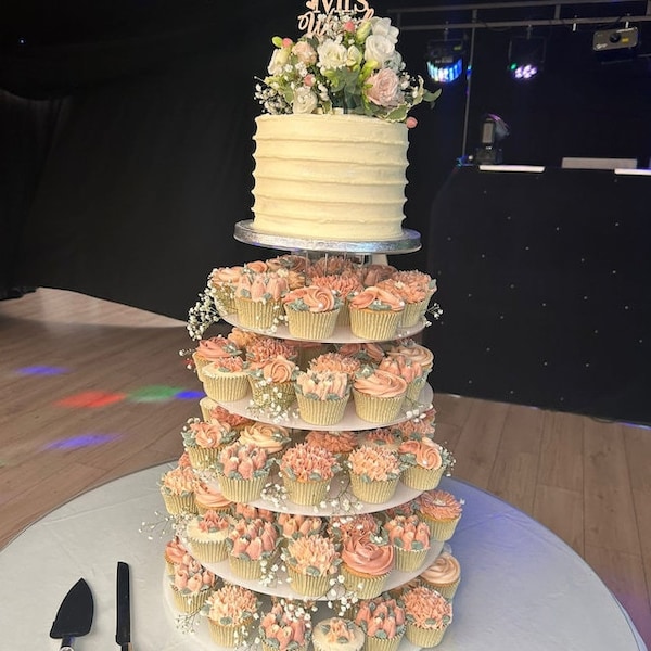 Large Multi Tier Acrylic Round Cake Stand for Weddings & Celebrations (Bespoke Sizes Made)